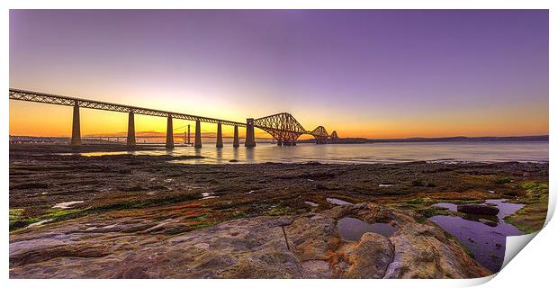  Sunset over the Forth Bridge Print by Miles Gray