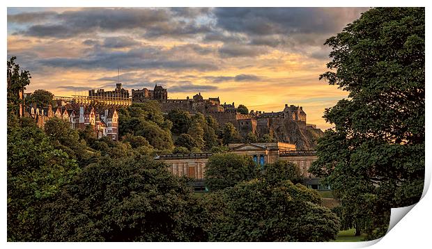  Beautiful Sunset over Edinburgh Castle Print by Miles Gray