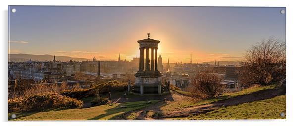  Sun Setting over Edinburgh Acrylic by Miles Gray