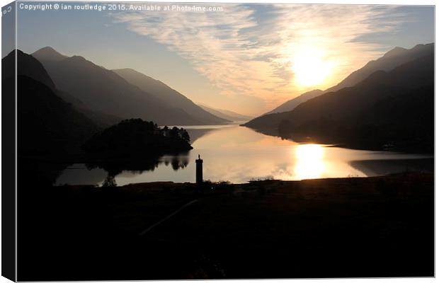  Sunset over Lochaber and the Jacobite memorial Canvas Print by ian routledge