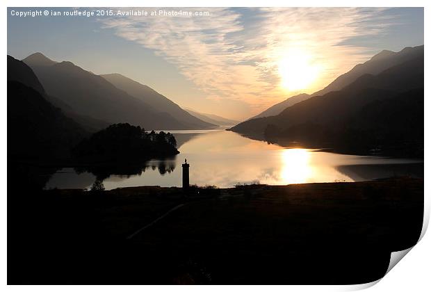  Sunset over Lochaber and the Jacobite memorial Print by ian routledge