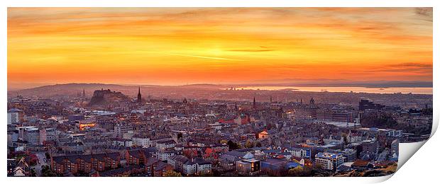  Edinburgh Skyline at Sunset Print by Miles Gray