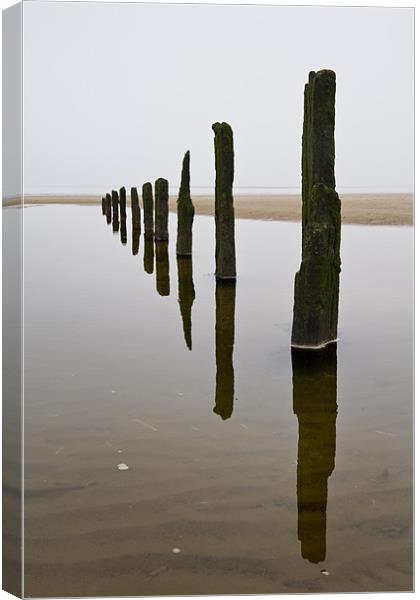 Misty day at Brancaster Canvas Print by Stephen Mole