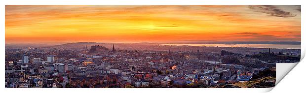   Edinburgh Skyline at Sunset Print by Miles Gray