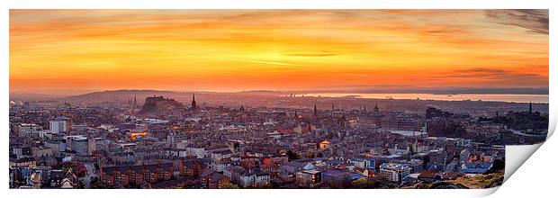 Edinburgh Skyline at Sunset Print by Miles Gray