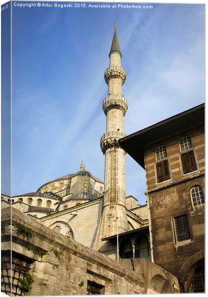Blue Mosque Minaret in Istanbul Canvas Print by Artur Bogacki