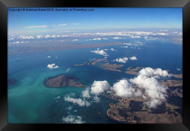  Lake Titicaca from the sky Framed Print by Matthew Bates