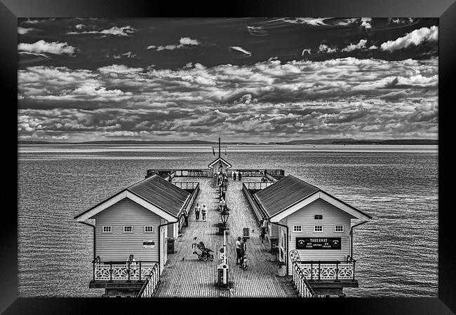 View Over The Pier Mono Framed Print by Steve Purnell