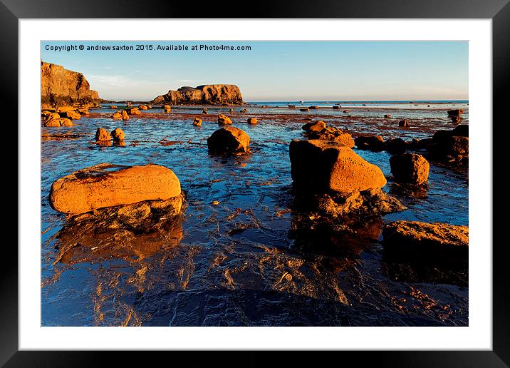  SUN LIT STONES Framed Mounted Print by andrew saxton