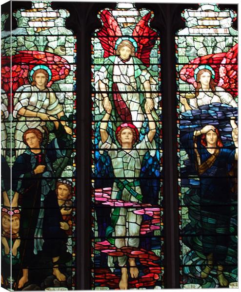 LEADED LIGHT WINDOW AT CHELMSFORD CATHEDRAL. Canvas Print by Ray Bacon LRPS CPAGB