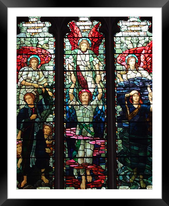 LEADED LIGHT WINDOW AT CHELMSFORD CATHEDRAL. Framed Mounted Print by Ray Bacon LRPS CPAGB