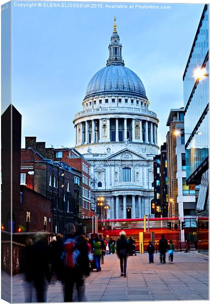 St. Paul's Cathedral in London at dusk Canvas Print by ELENA ELISSEEVA