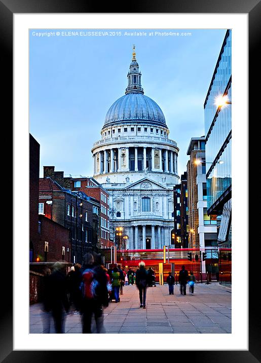 St. Paul's Cathedral in London at dusk Framed Mounted Print by ELENA ELISSEEVA