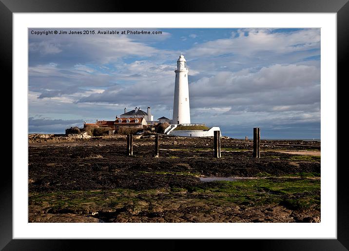  St Mary's Island and Lighthouse Framed Mounted Print by Jim Jones