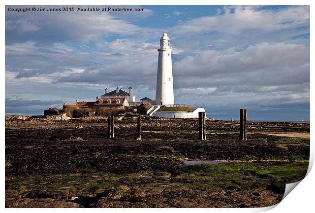 St Mary's Island and Lighthouse Print by Jim Jones