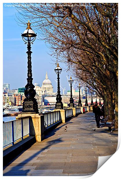 London view from South Bank Print by ELENA ELISSEEVA