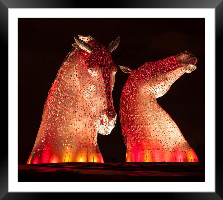  Kelpies At Night Framed Mounted Print by mary stevenson
