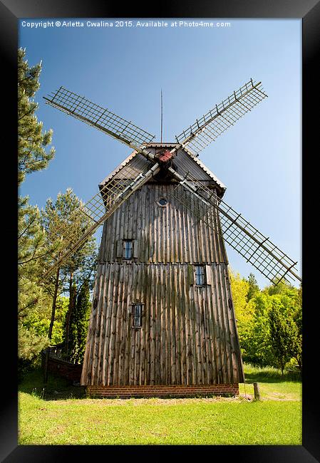 Wooden windmill Kozlak house Framed Print by Arletta Cwalina