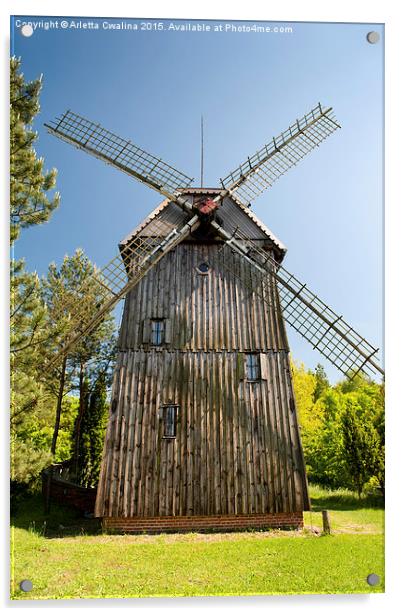 Wooden windmill Kozlak house Acrylic by Arletta Cwalina