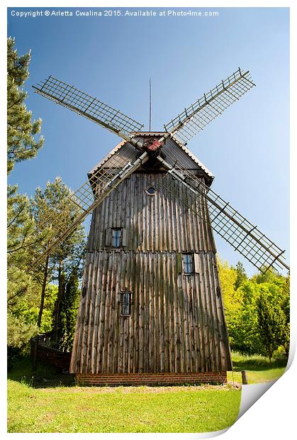 Wooden windmill Kozlak house Print by Arletta Cwalina