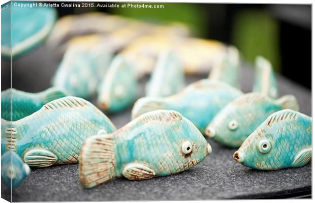 Tiny fish ceramic decorations Canvas Print by Arletta Cwalina