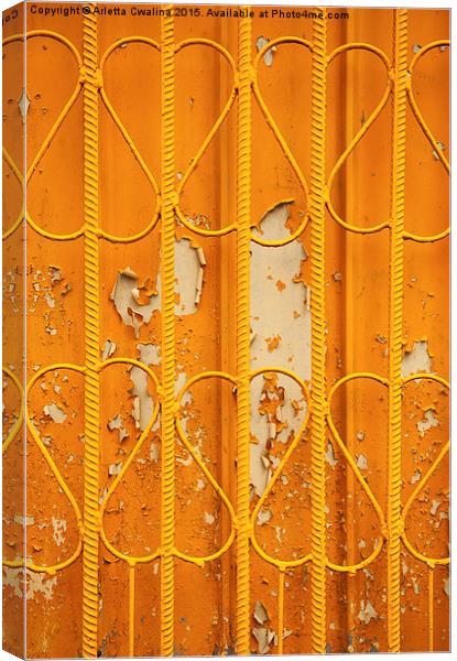 Rod metal orange fence surface Canvas Print by Arletta Cwalina