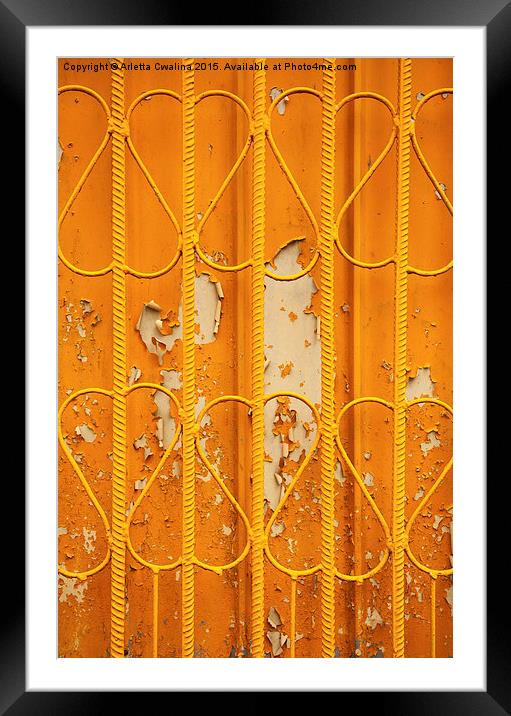Rod metal orange fence surface Framed Mounted Print by Arletta Cwalina