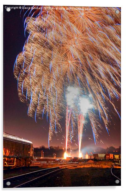 Guy Fawkes Night Fireworks  Acrylic by David Birchall