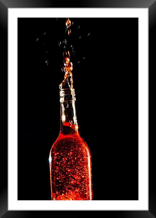 Exploding Wine Bottle Framed Mounted Print by Eddie Howland