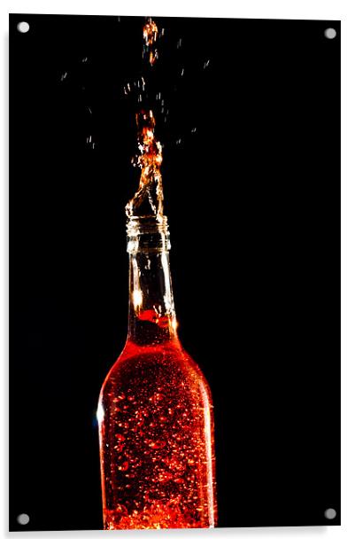 Exploding Wine Bottle Acrylic by Eddie Howland