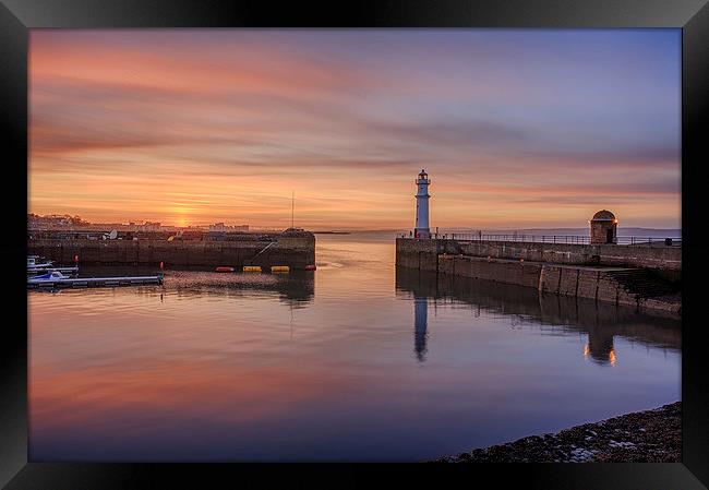 Newhaven Harbour in the Gloaming Framed Print by Miles Gray