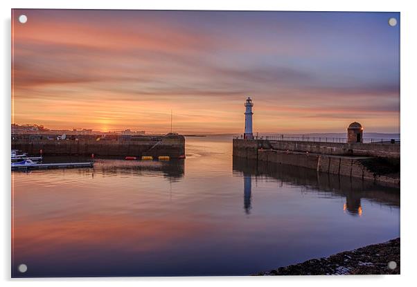 Newhaven Harbour in the Gloaming Acrylic by Miles Gray