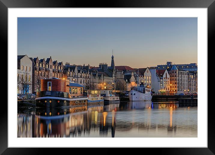 The Shore at Twilight, Edinburgh Framed Mounted Print by Miles Gray
