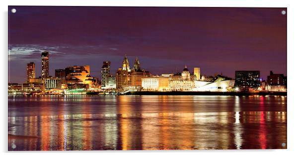 Liverpool Skyline Reflections from Woodside Panora Acrylic by John Hickey-Fry