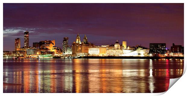 Liverpool Skyline Reflections from Woodside Panora Print by John Hickey-Fry