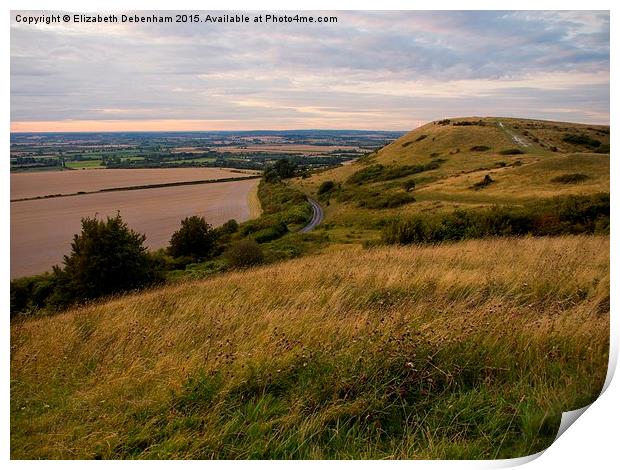  View to the Beacon from Steps Hill, Ivinghoe Print by Elizabeth Debenham