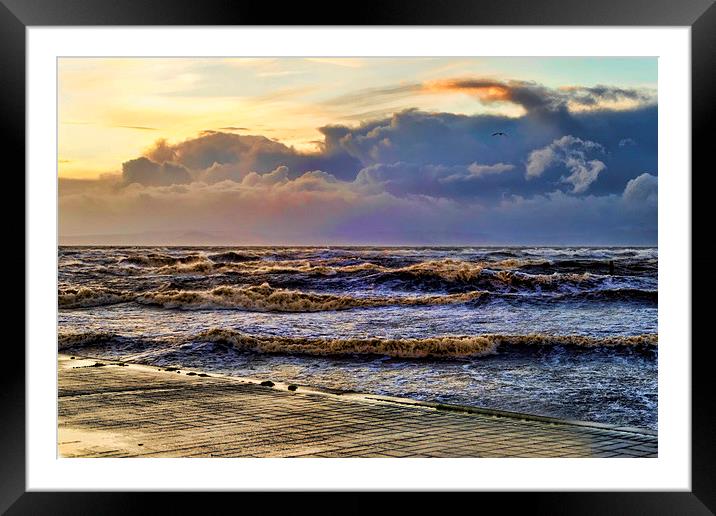 Rough Sea in Irvine  Framed Mounted Print by Valerie Paterson