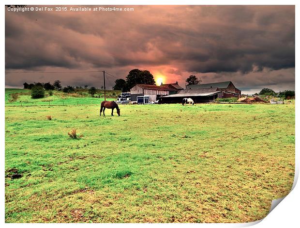  horses on the farm Print by Derrick Fox Lomax