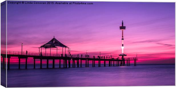  Sunset on Brighton Jetty Canvas Print by Linda Corcoran LRPS CPAGB