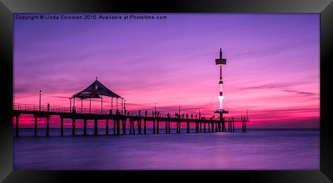  Sunset on Brighton Jetty Framed Print by Linda Corcoran LRPS CPAGB