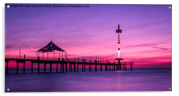  Sunset on Brighton Jetty Acrylic by Linda Corcoran LRPS CPAGB