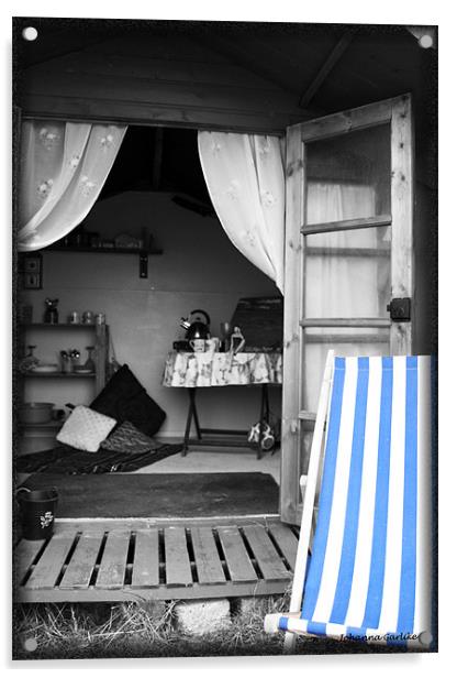 A Home from Home, Vintage View of a Beach Hut, Nor Acrylic by Johanna Garlike