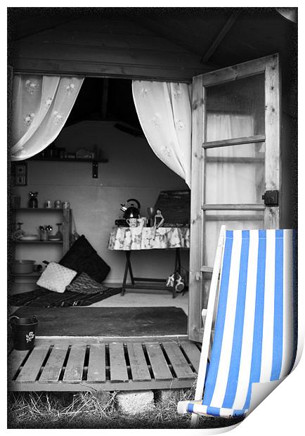 A Home from Home, Vintage View of a Beach Hut, Nor Print by Johanna Garlike