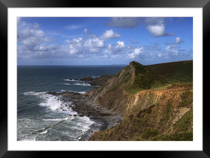 Hartland Quay with Lundy in the distance Framed Mounted Print by Mike Gorton