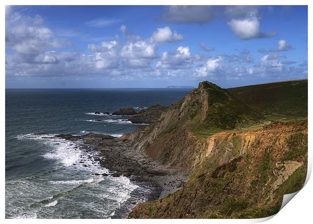 Hartland Quay with Lundy in the distance Print by Mike Gorton