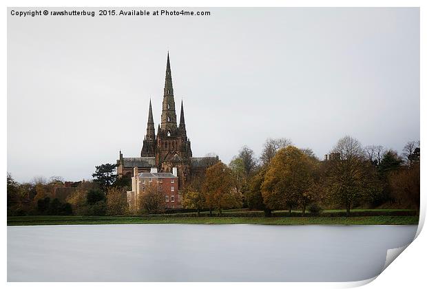 Lichfield Cathedral And Stowe Pool Print by rawshutterbug 