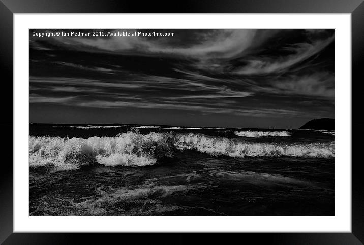 Rolling Waves Black and white Framed Mounted Print by Ian Pettman
