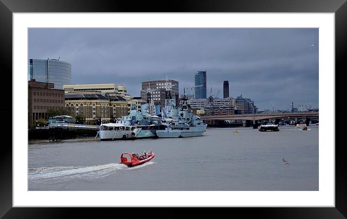  DAVID & GOLIATH ( busy river Thames) Framed Mounted Print by radoslav rundic