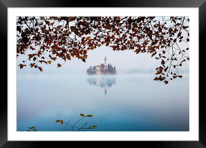 Autumn Mist over Lake Bled Framed Mounted Print by Ian Middleton