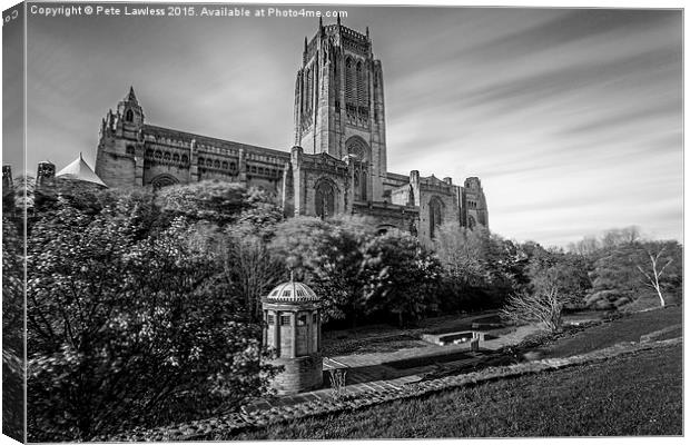  Liverpool Cathedral Mono Canvas Print by Pete Lawless